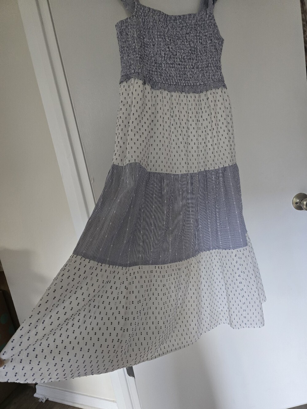 J. Crew Blue and White Tiered Maxi Dress Size M - Picture 5 of 12